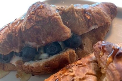 Croissants filled with crème fraiche and blueberries