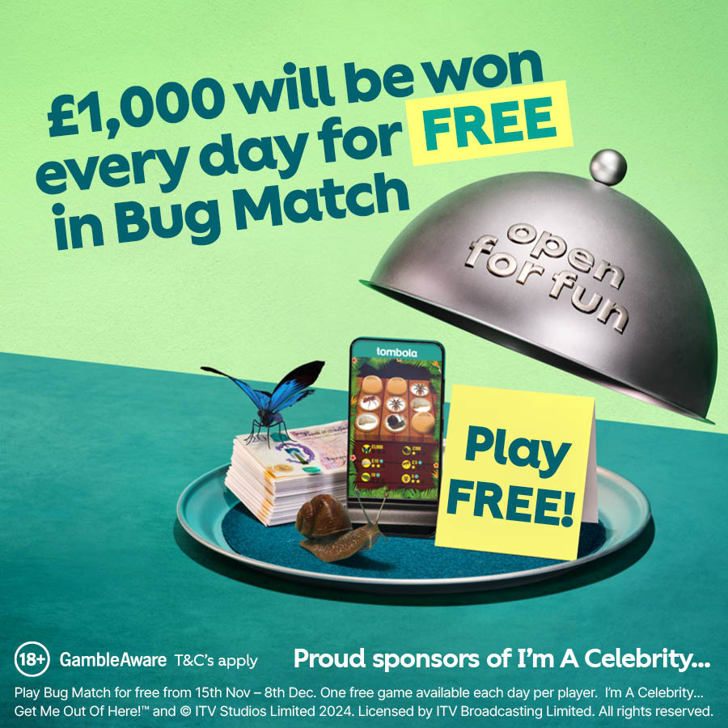 Bug Match promotion £1,000 will be won every day for free in Bug match, play free