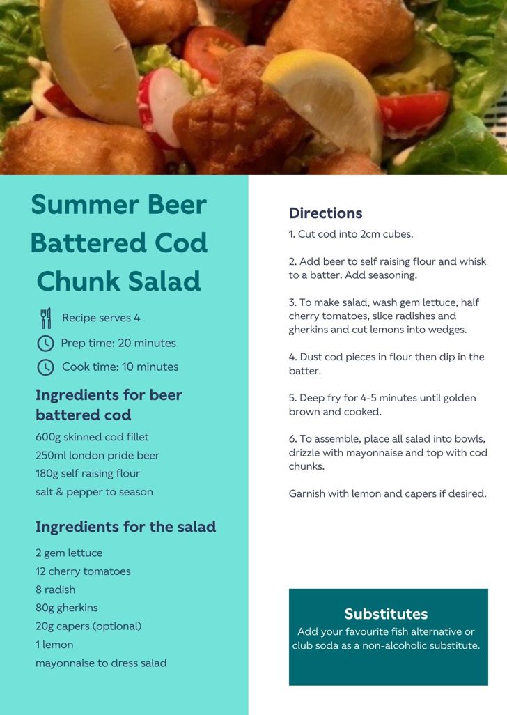 Summer Beer Battered Cod Chunk Salad Recipe