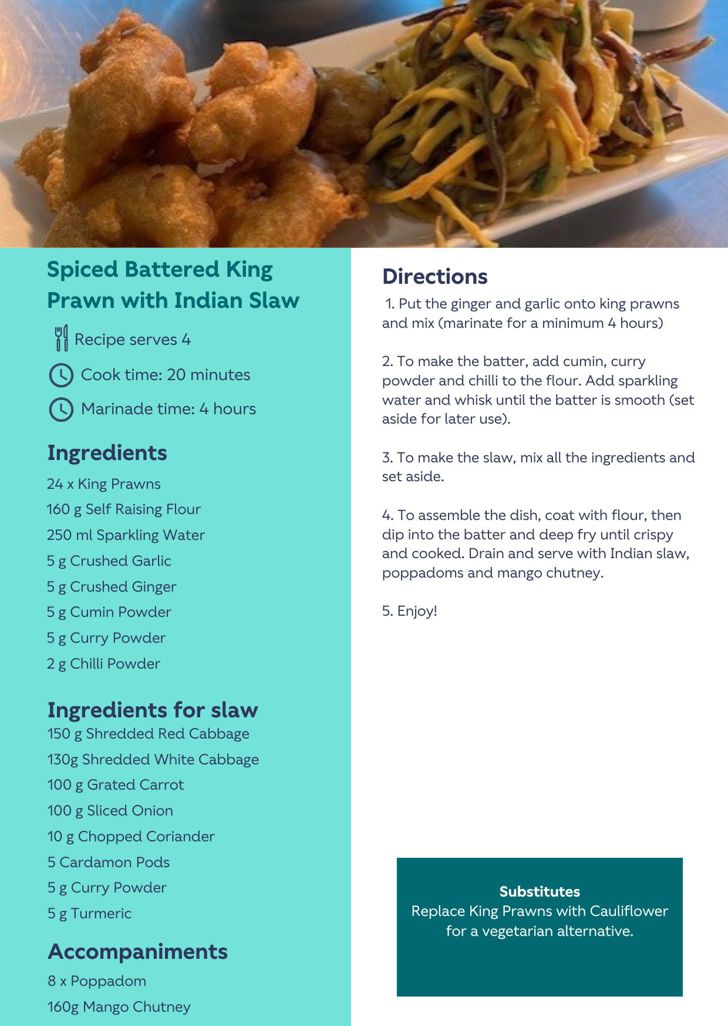 Spiced Battered King Prawn with Indian Slaw image